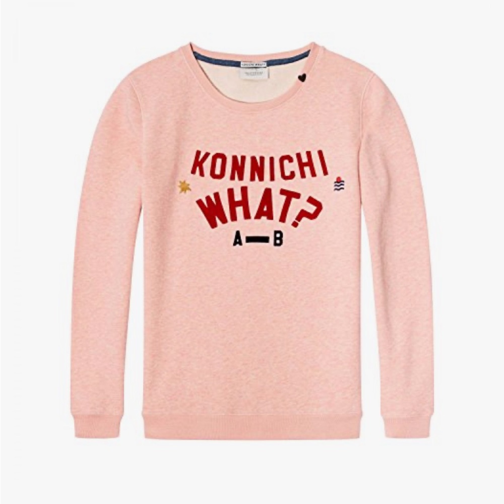 Scotch & Soda Light Pink Graphic Crew Neck Sweater